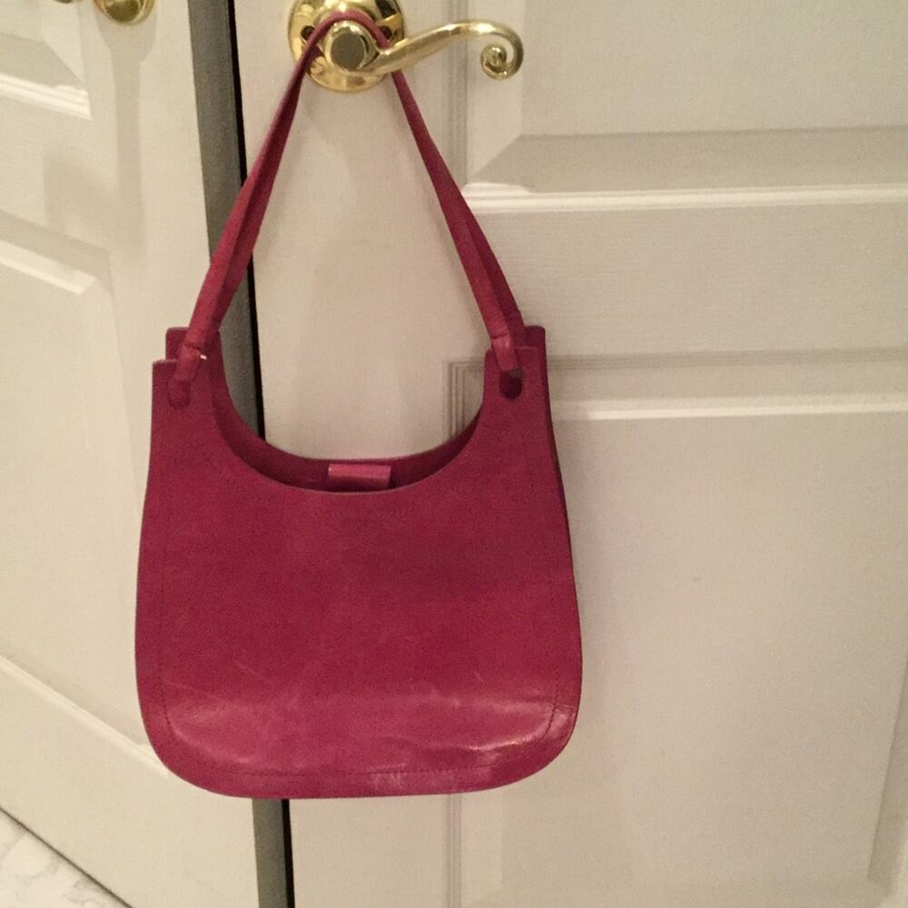 DKNY raspberry leather handbag guc